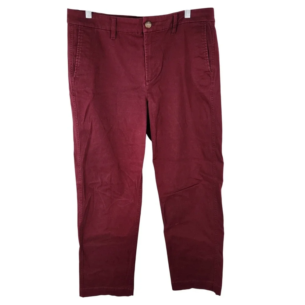 J. Crew High Rise Girlfriend Chinos Dark Red Crimson Size 12